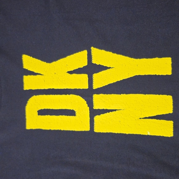 DKNY Navy Sweatshirt with Yellow Sequined Logo - Picture 2 of 4